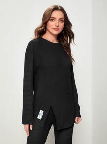 Mulvari 字母貼布落肩T恤和喇叭褲 - 黑色 - 查看 4