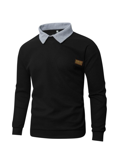 Men Letter Patched Drop Shoulder Sweatshirt Without Shirt