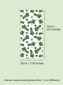 1pc Leaf & Car Pattern Face Towel - Multicolor - View 3