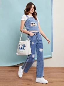 FRIENDS X SHEIN Túi vai Thùa khuyết Con số Lá thư Có thể điều chỉnh được Đúng mốt - trắng - Xem 5