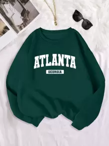 SHEIN EZwear 字母圖案加絨內裏運動衫