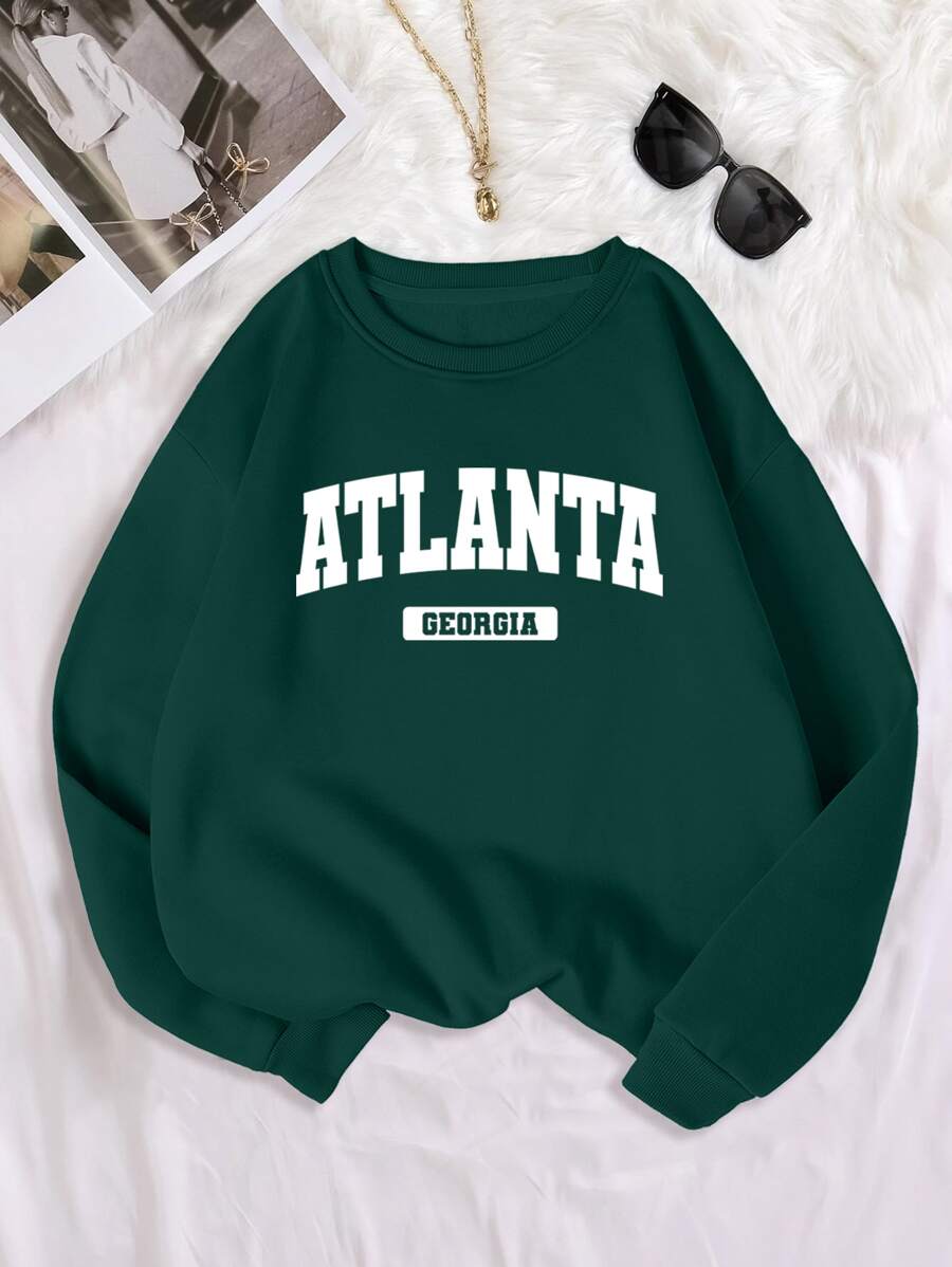 SHEIN EZwear 字母圖案加絨內裏運動衫