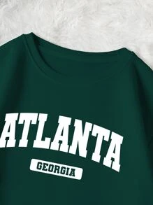 SHEIN EZwear 字母圖案加絨內裏運動衫