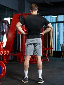 Manfinity Sport Corelite Men Reflective Detail Raglan Sleeve Sports Tee Workout Tops - Black - View 2