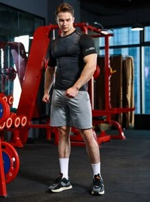 Manfinity Sport Corelite Men Reflective Detail Raglan Sleeve Sports Tee Workout Tops - Black - View 5