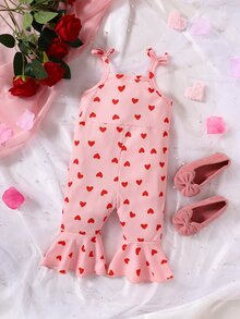 Áo liền quần Em bé Viên lá sen Nơ Bướm Tim - Hồng - Xem 2