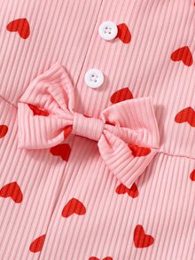 Áo liền quần Em bé Viên lá sen Nơ Bướm Tim - Hồng - Xem 3