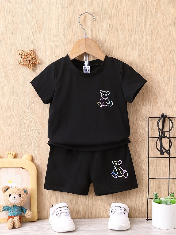 Baby Boy Bear Print Tee & Shorts