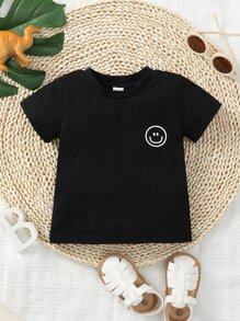 男嬰卡通臉圖案T恤