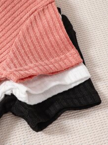 Camiseta De Punto Acanalado De Bebé Para Niña, Conjunto De 3 Piezas - Multicolor - Ver 5