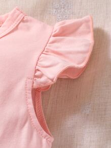 Camiseta de mangas volantes y shorts a rayas con cintura tipo saco para bebé niña - Multicolor - Ver 4