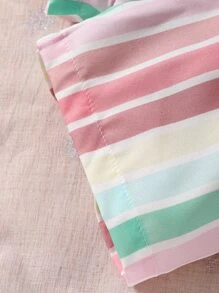 Camiseta de mangas volantes y shorts a rayas con cintura tipo saco para bebé niña - Multicolor - Ver 8