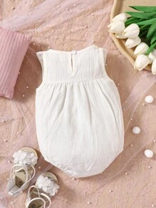 SHEIN Baby Floral Embroidery Bodysuit - White - View 2