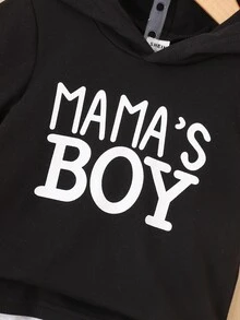 Baby Letter Graphic Hooded Tee & Shorts - Black and White - View 3