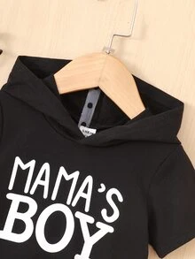 Baby Letter Graphic Hooded Tee & Shorts - Black and White - View 4