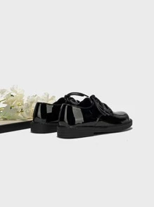 女孩前綁帶牛津鞋 - 黑色 - 查看 4