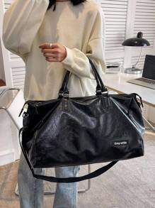 Bolsa de viaje impermeable de PU de gran capacidad para negocios, deportes, natación, playa, danza, fitness, bolsa de playa para accesorios de verano, esenciales de viaje para vacaciones, organizador de viaje, bolsa de hospital, accesorios de viaje para campamento - Negro - Ver 2