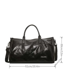 Bolsa de viaje impermeable de PU de gran capacidad para negocios, deportes, natación, playa, danza, fitness, bolsa de playa para accesorios de verano, esenciales de viaje para vacaciones, organizador de viaje, bolsa de hospital, accesorios de viaje para campamento - Negro - Ver 3