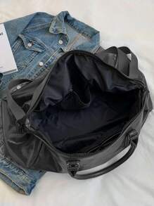 Bolsa de viaje impermeable de PU de gran capacidad para negocios, deportes, natación, playa, danza, fitness, bolsa de playa para accesorios de verano, esenciales de viaje para vacaciones, organizador de viaje, bolsa de hospital, accesorios de viaje para campamento - Negro - Ver 4