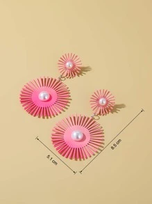 Faux Pearl Decor Water-drop Earrings - Pink - View 3