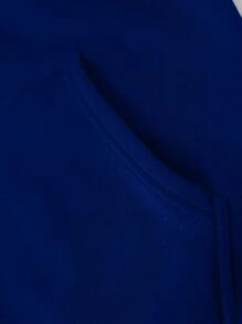 Claim Dot 宽松版型男士连帽衫，带标语和卡通图案，保暖内衬，带口袋和抽绳，男士蓝色连帽衫，男士图案连帽衫，男士街头风连帽衫，熊图案连帽衫，秋冬 - 寶藍色 - 查看 4