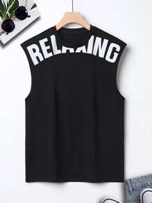 Manfinity Men Letter Graphic Tank Top - Black - View 1