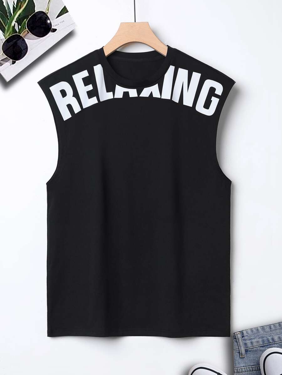 Manfinity Men Letter Graphic Tank Top - Black - View 1