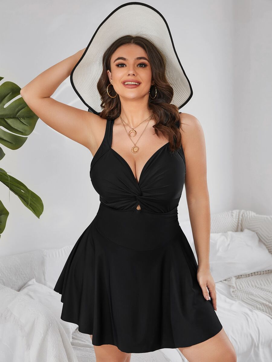 SHEIN Swim Curve Bañador una pieza girante delantero fruncido