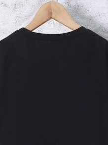 SHEIN ChillGRL Thiếu niên Con trai Phong cách đường phố Trò chơi điện tử In Áo thun Với Tròn Đường viền cổ áo - màu đen - Xem 4