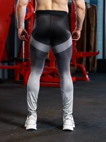Men Ombre Print Sports Tights - Multicolor - View 2