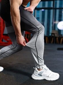 Men Ombre Print Sports Tights - Multicolor - View 3