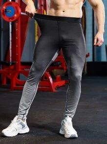 Men Ombre Print Sports Tights - Multicolor - View 6