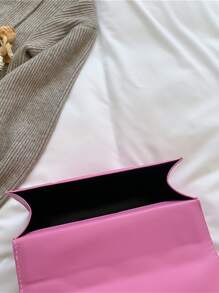 Minimalist Quilted Pattern Flap Square Bag pink - Pink - View 3