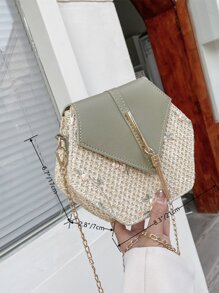 花卉圖案流蘇裝飾草編包 - 彩色 - 查看 3