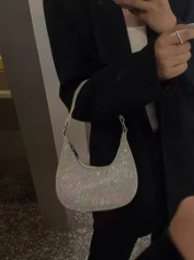 閃爍燦爛、華麗時尚、優雅精緻的小鑲鑽連鏈蕾絲袋,晚宴派對女孩、女人的理想之選,最適合派對、婚禮、舞會、晚宴/宴會,是女性最佳禮物 - 米色 - 查看 2