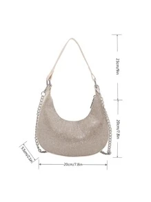 閃爍燦爛、華麗時尚、優雅精緻的小鑲鑽連鏈蕾絲袋,晚宴派對女孩、女人的理想之選,最適合派對、婚禮、舞會、晚宴/宴會,是女性最佳禮物 - 米色 - 查看 4