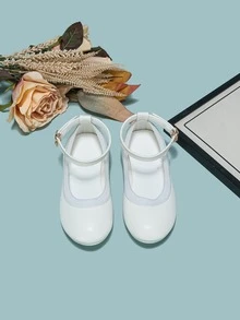 Girls Minimalist Ankle Strap Flats - White - View 4