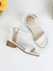 Girls Chunky Heeled Ankle Strap Sandals - White - View 3