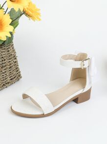 Girls Chunky Heeled Ankle Strap Sandals - White - View 4
