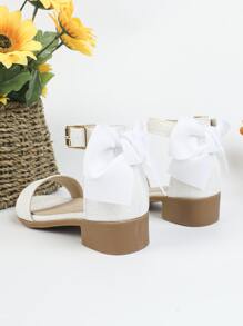 Girls Chunky Heeled Ankle Strap Sandals - White - View 7