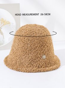 Rhinestone Decor Fuzzy Bucket Hat - Khaki - View 3