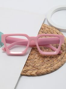Square Frame Women's Fashionable Design Glasses - Pink - View 1