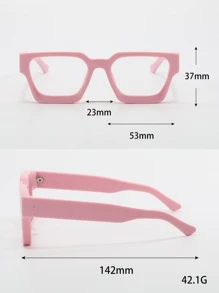 Square Frame Women's Fashionable Design Glasses - Pink - View 4