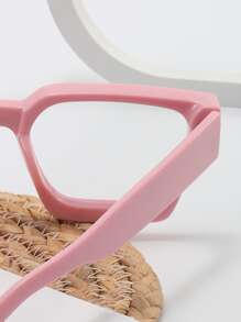 Square Frame Women's Fashionable Design Glasses - Pink - View 5