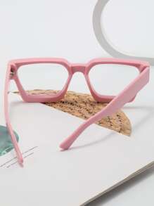 Square Frame Women's Fashionable Design Glasses - Pink - View 6