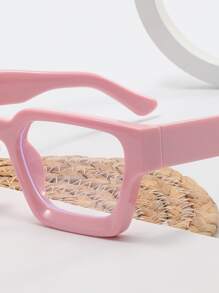 Square Frame Women's Fashionable Design Glasses - Pink - View 2