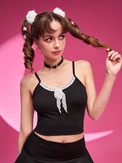 لباس علوي كامي دانتيل متباين اللون