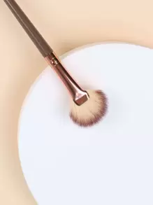 单支棕色小扇形轮廓刷，可作粉底刷、遮瑕刷、腮红刷、修容刷、腮红刷、古铜粉刷、散粉刷、粉底刷、腮红刷 - 棕色 - 查看 2