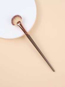 单支棕色小扇形轮廓刷，可作粉底刷、遮瑕刷、腮红刷、修容刷、腮红刷、古铜粉刷、散粉刷、粉底刷、腮红刷 - 棕色 - 查看 3