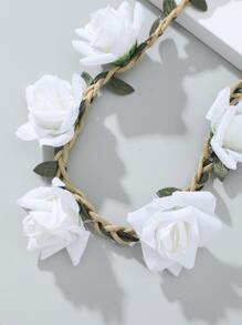 花朵裝飾髮帶 - 白色 - 查看 3